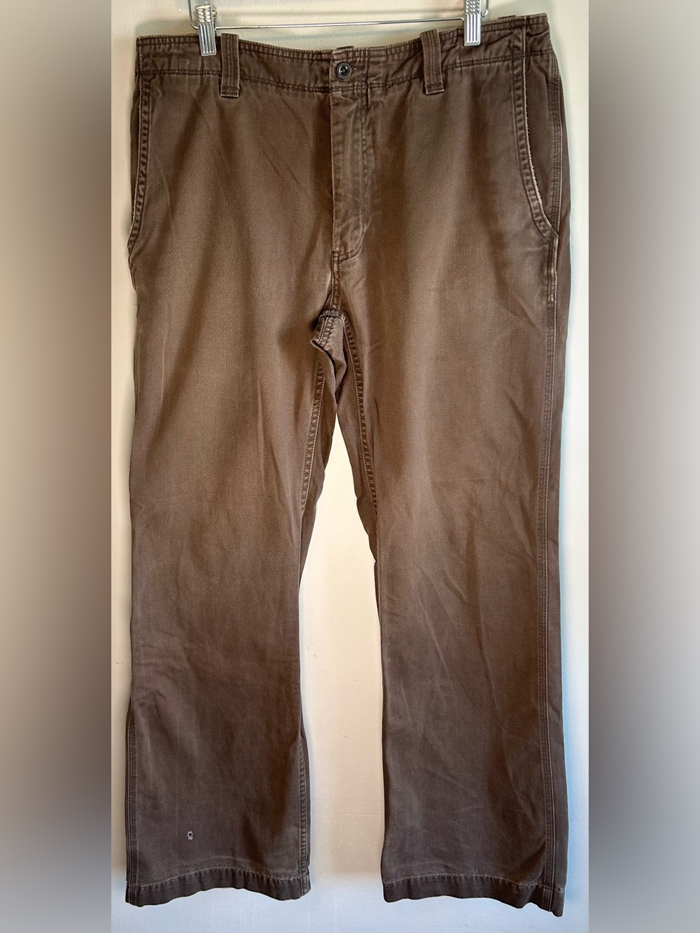 Vintage Gap Loose Boot Fit Men’s Khaki Pants 34X33 Brown Raw Hem Y2K Boho Baggy